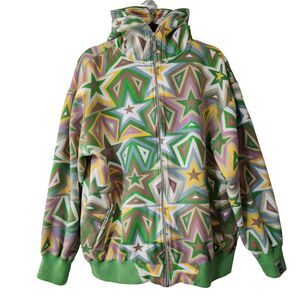 CLH Creating Limitless Heights Mens Full-Zip Hoodie Sweatshirt Y2K Stars Sz 2XL